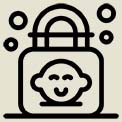 A symbol of a feature that prioritizes baby safety, which is the baby safe safety lock button